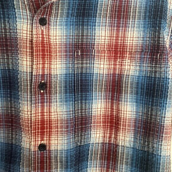Patagonia sz L button down short sleeve red blue white excellent pre owned cond - Picture 3 of 6